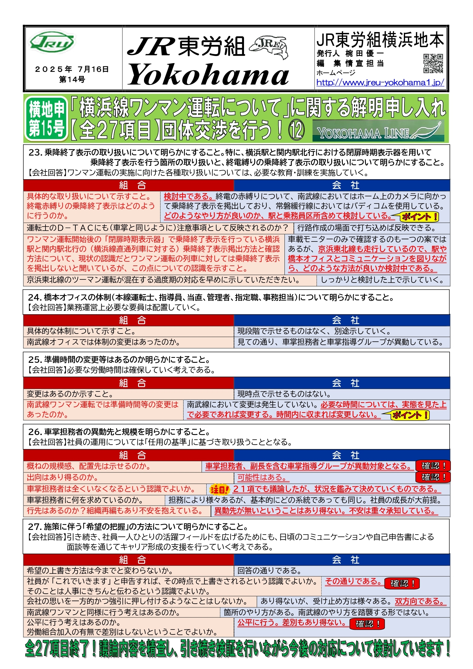 団体交渉情報
