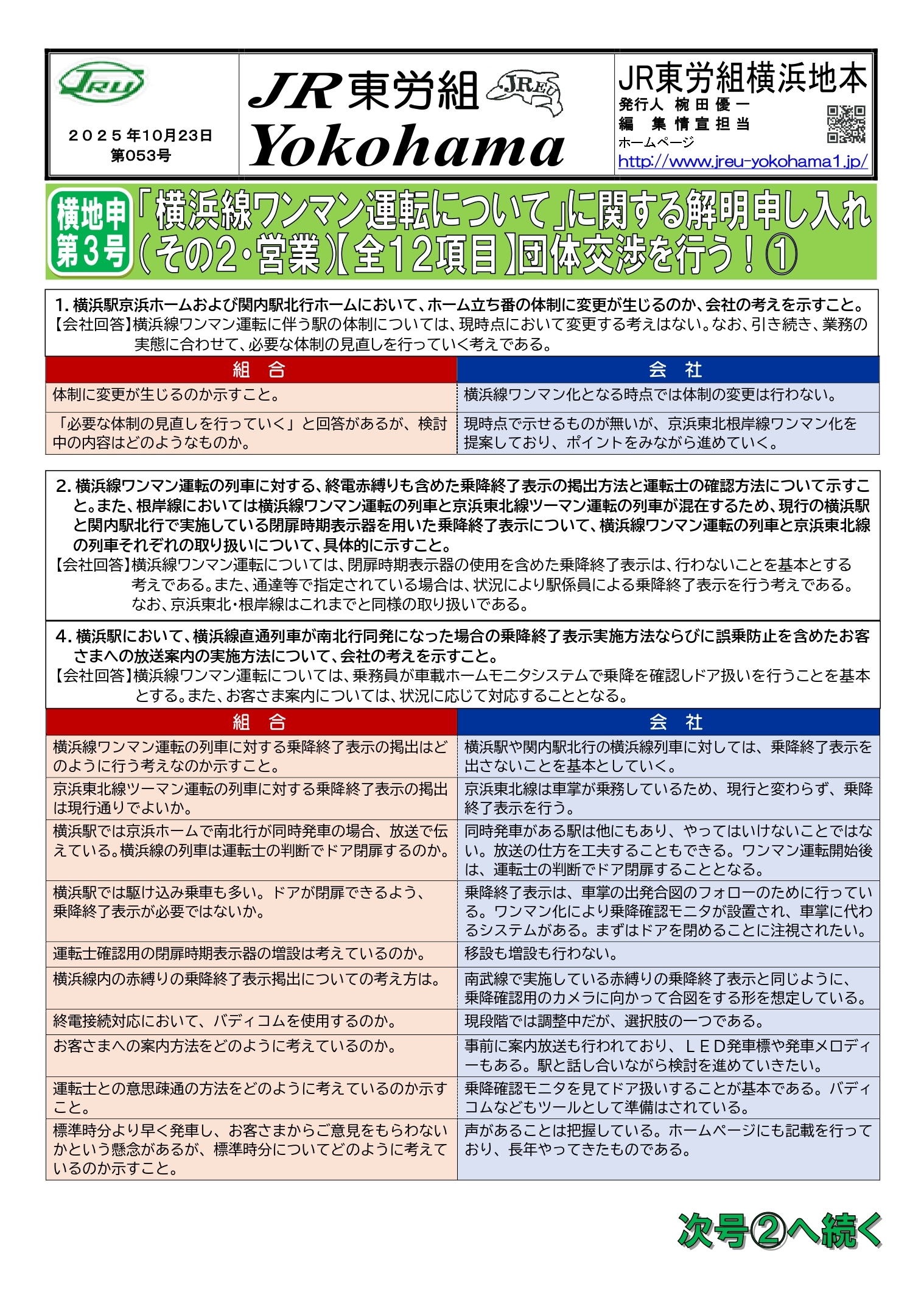団体交渉情報