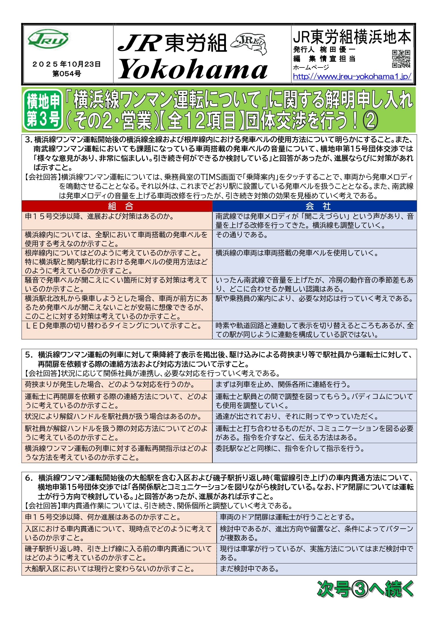 団体交渉情報