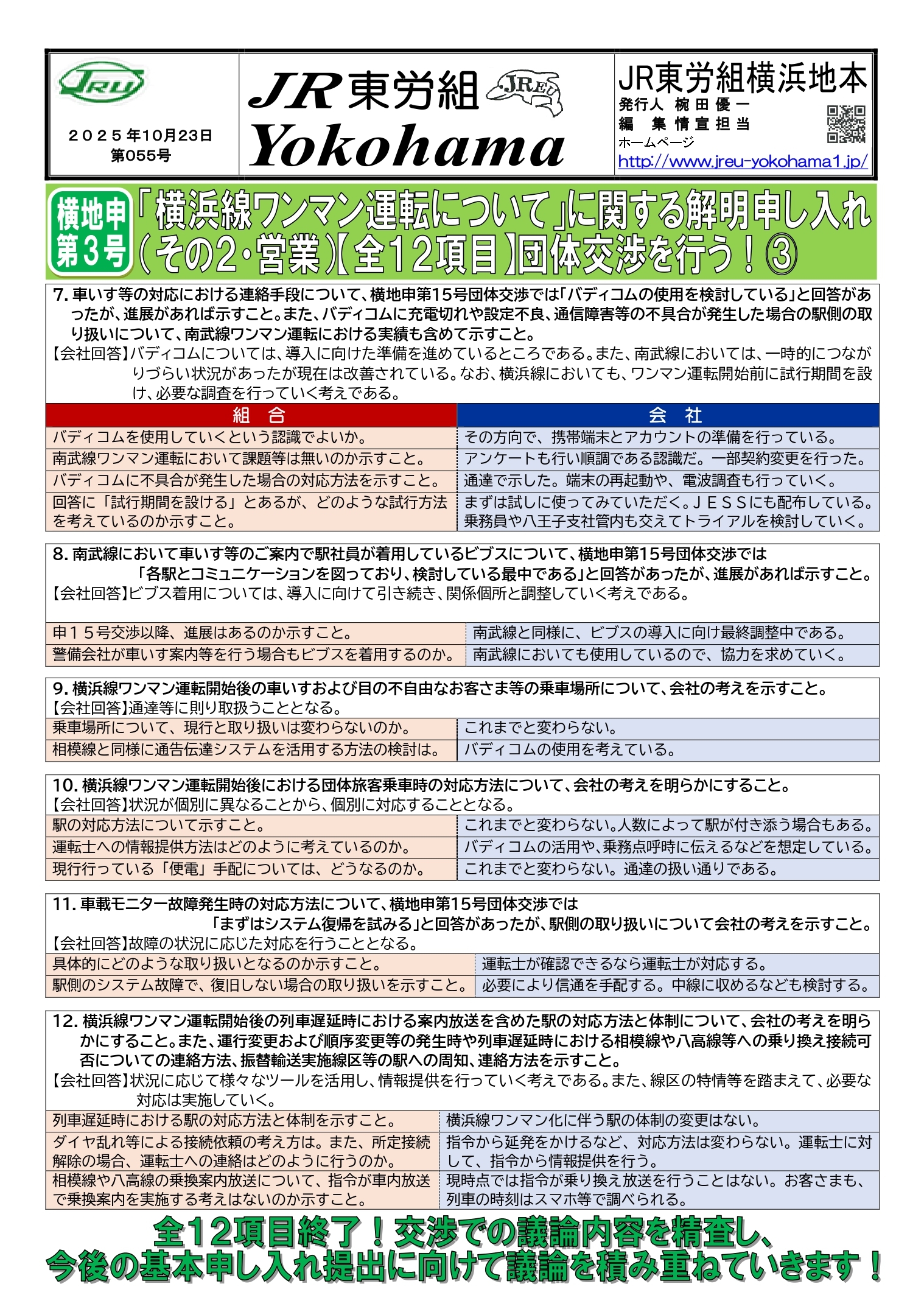 団体交渉情報