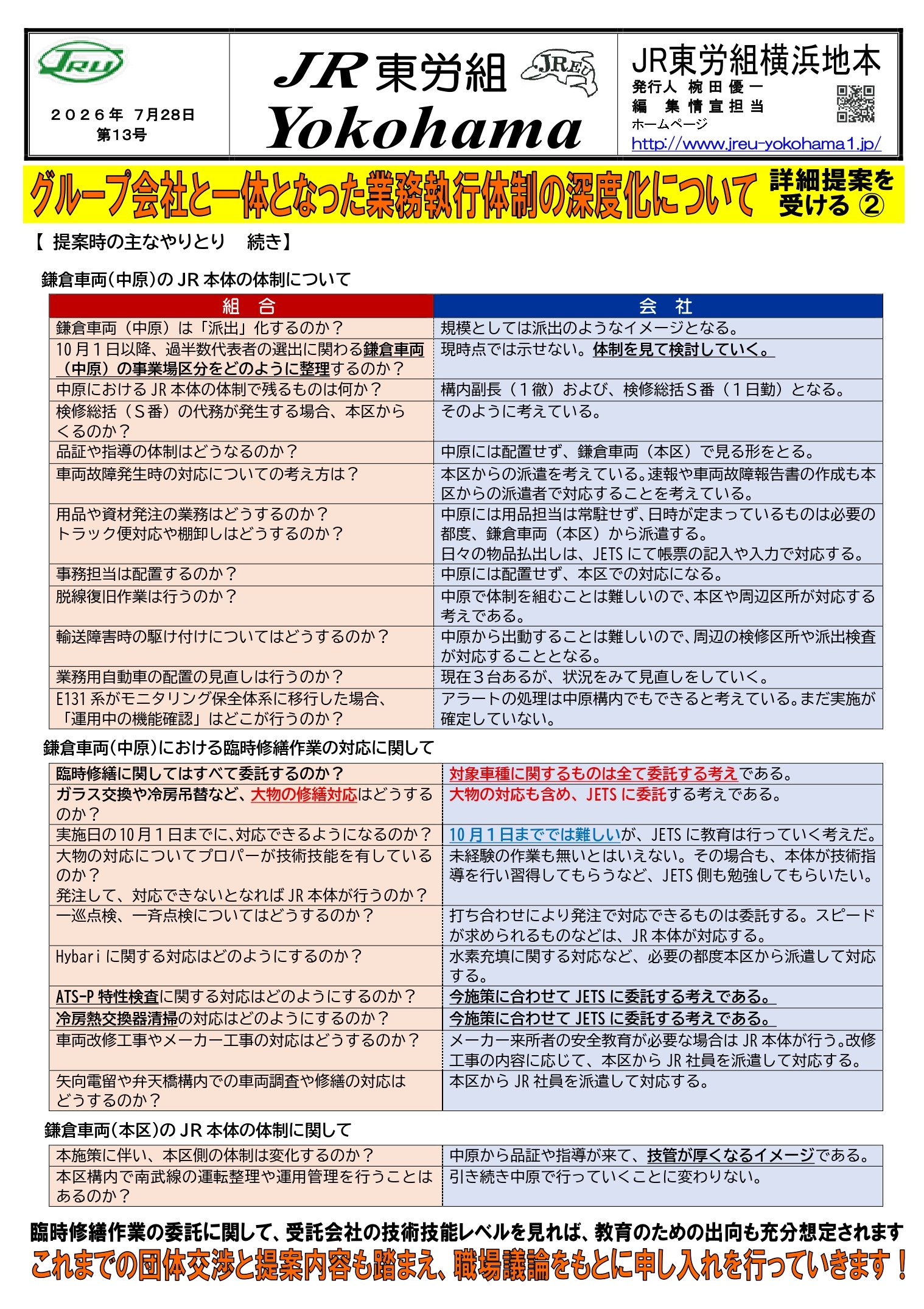 団体交渉情報