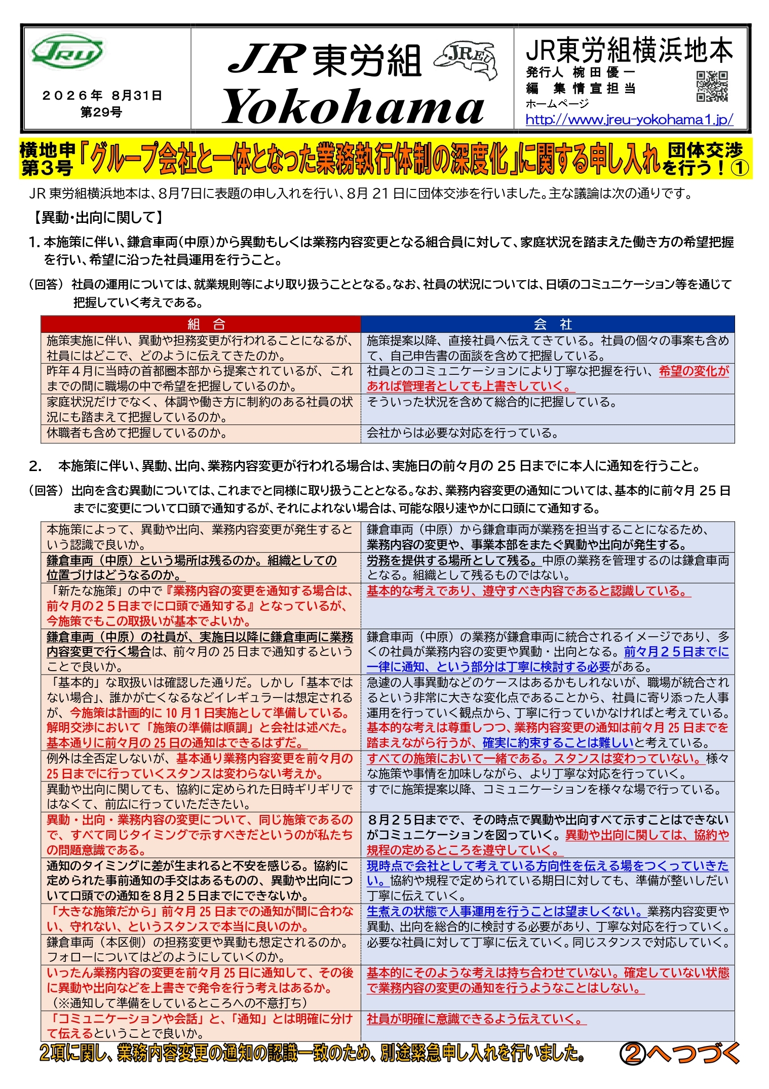 団体交渉情報