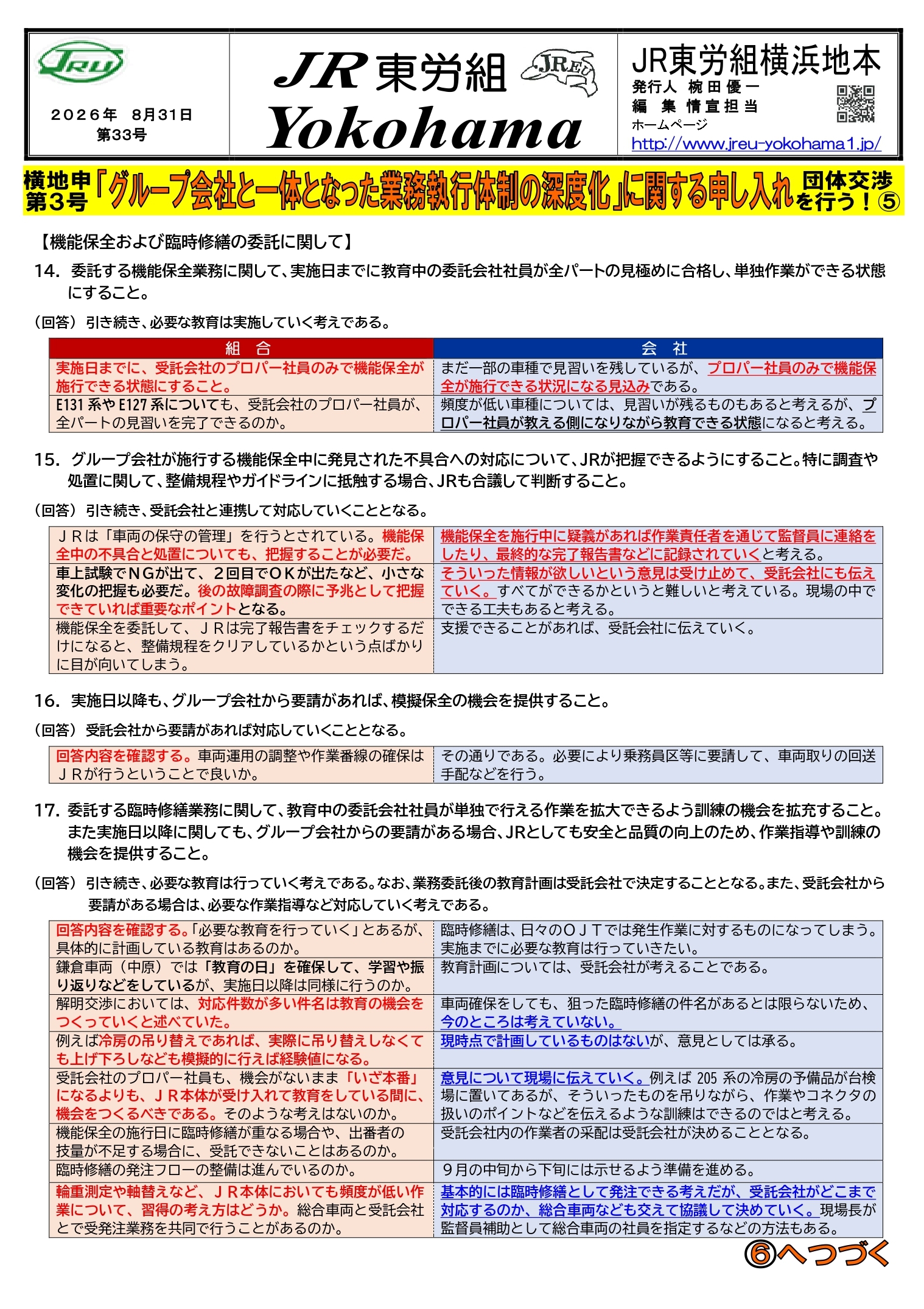 団体交渉情報